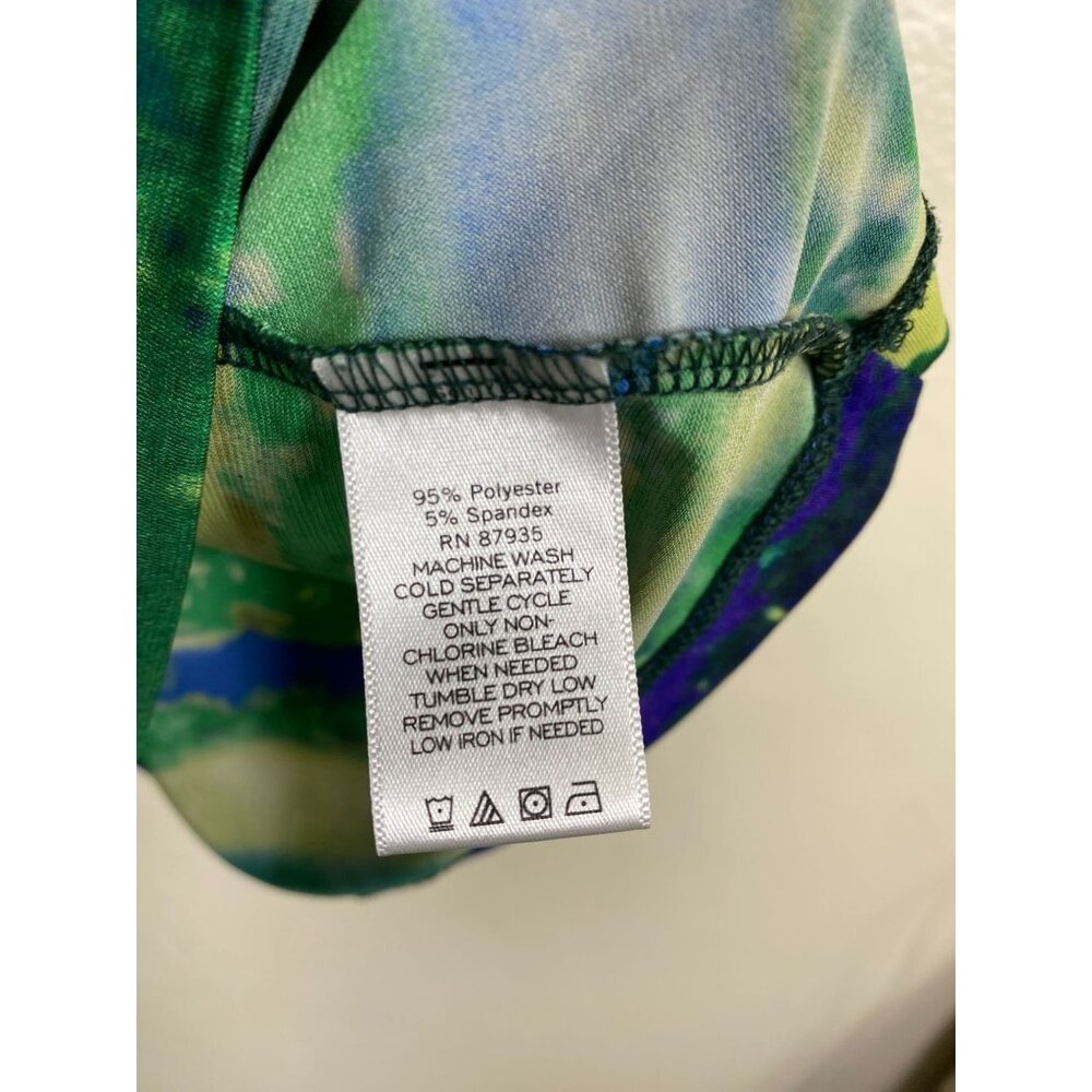 Susan Graver Women Top size Large Liquid knit V-Neck Watercolor 3/4 Sleeve Artsy - Picture 4 of 12